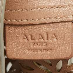 Alaia Beige Lasercut Leather Rose Marie Bucket Bag