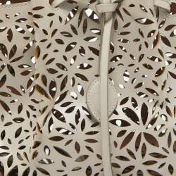 Alaia Beige Lasercut Leather Rose Marie Bucket Bag