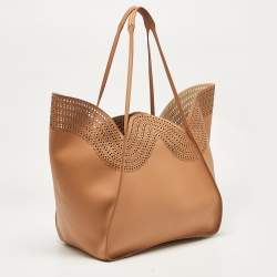Pre Owned Alaia Brown Vienne Laser Cut Leather Large Lili Tote