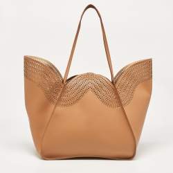 Pre Owned Alaia Brown Vienne Laser Cut Leather Large Lili Tote