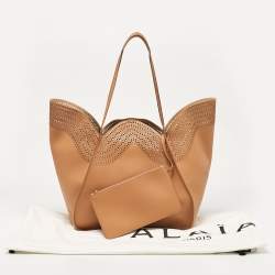 Pre Owned Alaia Brown Vienne Laser Cut Leather Large Lili Tote