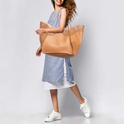 Pre Owned Alaia Brown Vienne Laser Cut Leather Large Lili Tote