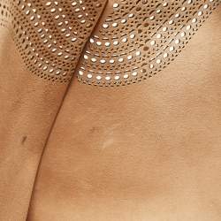 Pre Owned Alaia Brown Vienne Laser Cut Leather Large Lili Tote