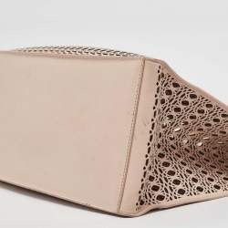 Alaia Beige Lasercut Leather Open Tote