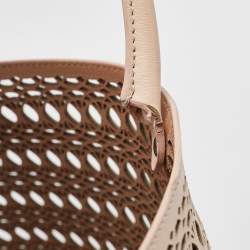 Alaia Beige Lasercut Leather Open Tote
