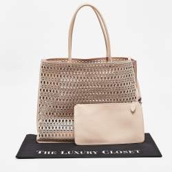 Alaia Beige Lasercut Leather Open Tote