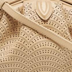 Pre Owned Alaia Beige Lasercut Leather Samia Crossbody Bag