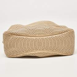 Pre Owned Alaia Beige Lasercut Leather Samia Crossbody Bag