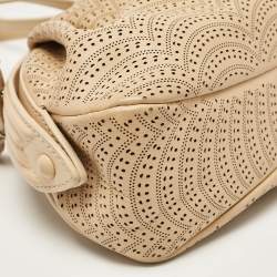 Pre Owned Alaia Beige Lasercut Leather Samia Crossbody Bag