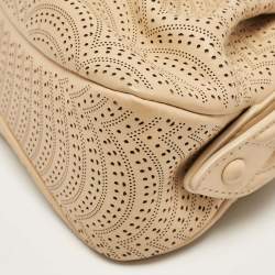 Pre Owned Alaia Beige Lasercut Leather Samia Crossbody Bag