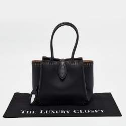 Alaia Black Laser Cut Leather Angele 20 Petal Tote
