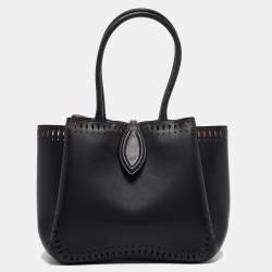 Alaia Black Laser Cut Leather Angele 20 Petal Tote