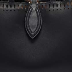 Alaia Black Laser Cut Leather Angele 20 Petal Tote