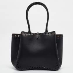 Alaia Black Laser Cut Leather Angele 20 Petal Tote