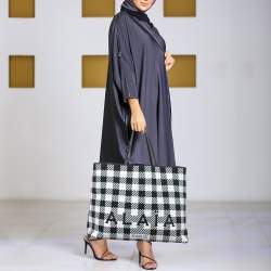 Alaia Black/White Canvas and Leather Large Houndstooth Tote 