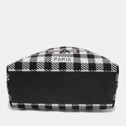 Alaia Black/White Canvas and Leather Large Houndstooth Tote 