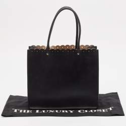 Pre Owned Alaia Black Leather Scalloped Tote