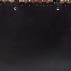 Pre Owned Alaia Black Leather Scalloped Tote