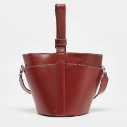 Pre Owned Alaia Brick Red Leather Rose Marie Bucket Bag