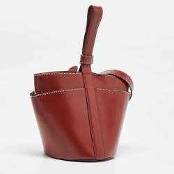 Pre Owned Alaia Brick Red Leather Rose Marie Bucket Bag