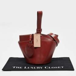 Pre Owned Alaia Brick Red Leather Rose Marie Bucket Bag