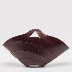 Alaia Burgundy Leather Large Khaima Tote