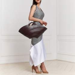 Alaia Burgundy Leather Large Khaima Tote