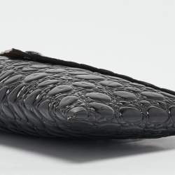 Alaia Black Croc Embossed Leather Envelope Clutch