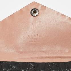 Alaia Black Croc Embossed Leather Envelope Clutch