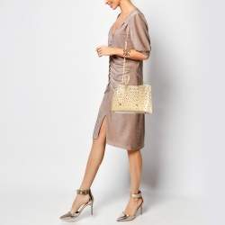 Alaia Light Beige Laser Cut Leather Le Mina 25 Tote