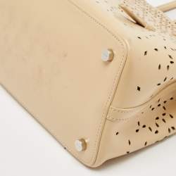 Alaia Light Beige Laser Cut Leather Le Mina 25 Tote