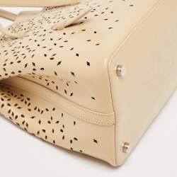 Alaia Light Beige Laser Cut Leather Le Mina 25 Tote