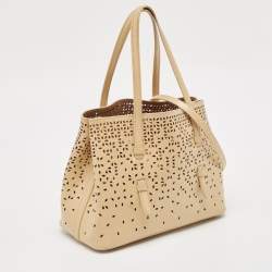Alaia Light Beige Laser Cut Leather Le Mina 25 Tote