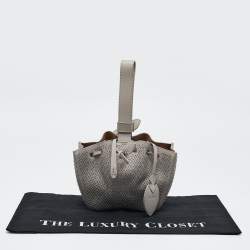 Alaia Grey Leather Mini Studded Rose Marie Bucket Bag