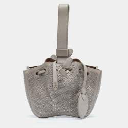 Alaia Grey Leather Mini Studded Rose Marie Bucket Bag