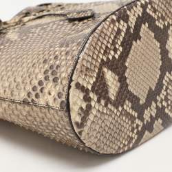 Alaia Beige/Black Python Drawstring Bucket Bag