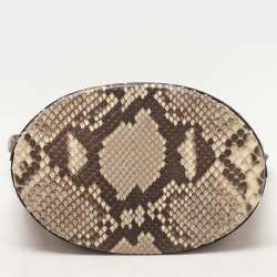 Alaia Beige/Black Python Drawstring Bucket Bag