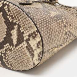 Alaia Beige/Black Python Drawstring Bucket Bag