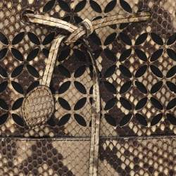 Alaia Beige/Black Python Drawstring Bucket Bag