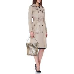 Alaia Beige/Black Python Drawstring Bucket Bag