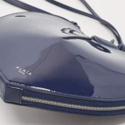 Pre Owned Alaia Blue Patent Leather Le Coeur Shoulder Bag