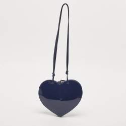Pre Owned Alaia Blue Patent Leather Le Coeur Shoulder Bag