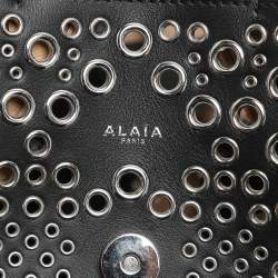 Alaia Black Leather Eyelet Tote