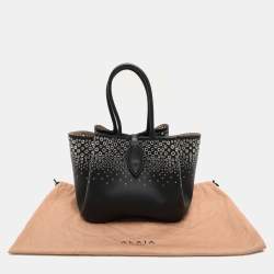 Alaia Black Leather Eyelet Tote