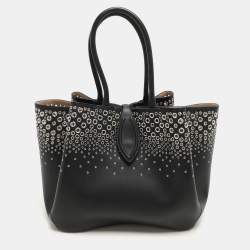 Alaia Black Leather Eyelet Tote