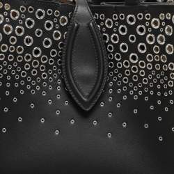 Alaia Black Leather Eyelet Tote