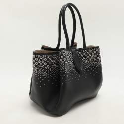 Alaia Black Leather Eyelet Tote