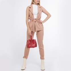 Pre Owned Alaia Red Perforated Leather Small Rose Marie Bucket Bag