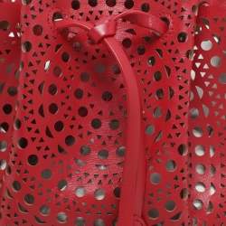 Pre Owned Alaia Red Perforated Leather Small Rose Marie Bucket Bag