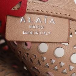 Pre Owned Alaia Red Perforated Leather Small Rose Marie Bucket Bag